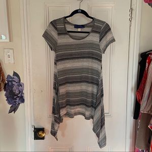 Grey striped, ribbed flowy top